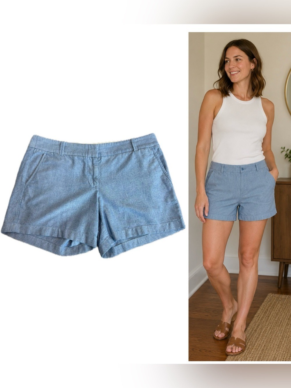J.Crew City Fit Blue Cotton Tailored Shorts Women’s Size 8 Casual Summer
